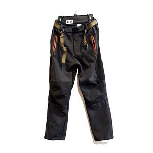 Unisex Youth Black Cargo Pants XL Straight Belted Hiking Zip Pockets Stretch